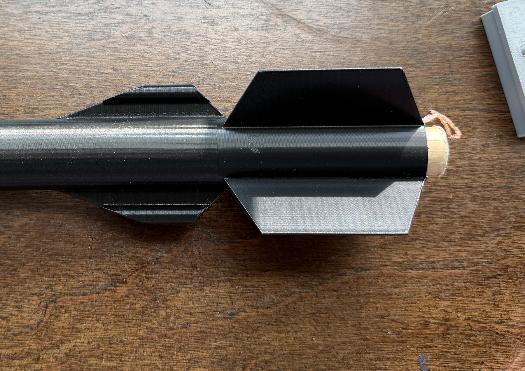 Aft section of the Mark-II body showing fins printed as part of the tube